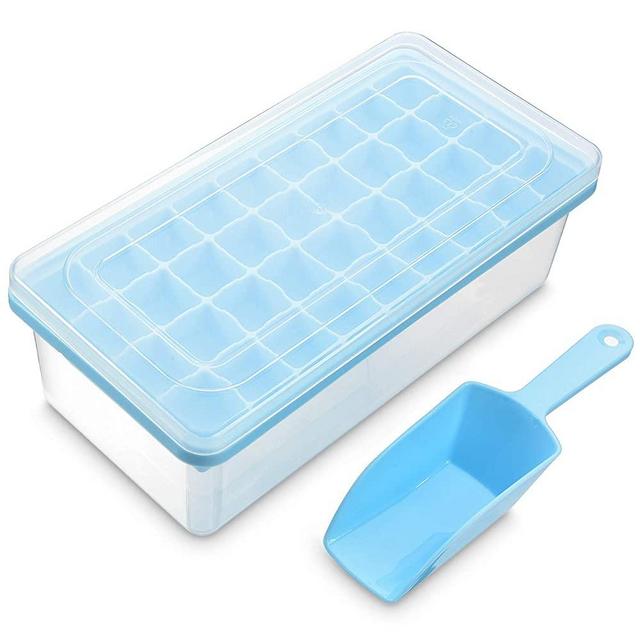 Mini Ice Cube Trays Freezer Bin And Scoop 4 Pack 640 Small Nugget Silicone  BPA F