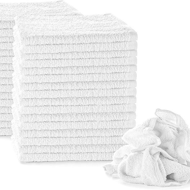 Nabob Wipers Terry Rags 10lb Bulk White Towel Rag Multipurpose 12x12 Inches100% Cotton Cleaning Solution Super Absorbent Lint Free (White, 10lb)