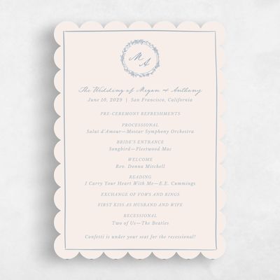 Beige Scalloped Wedding Program - Violet