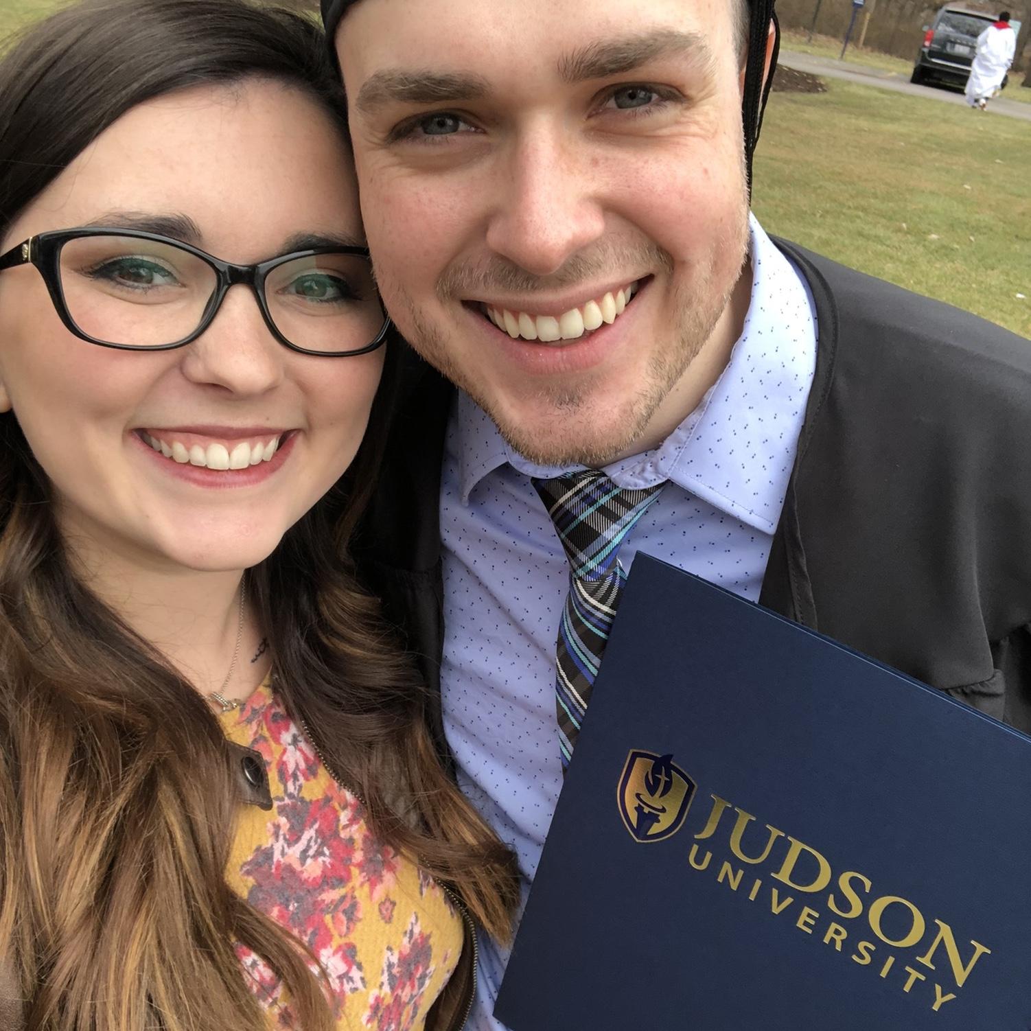 This was taken at Eric's college graduation from Judson in 2019. He did it!!!
