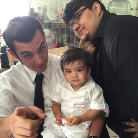 The groom, his best man, Dylan and the ring bearer, Adrian.