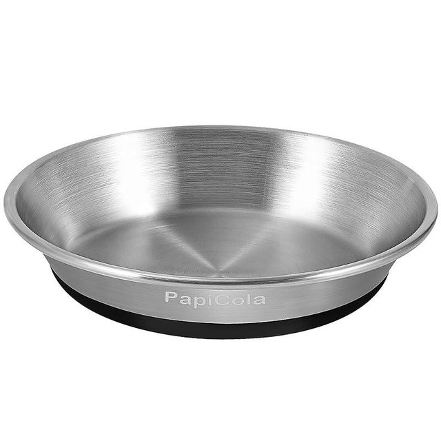 Stainless Steel Cat Bowls, Non-Slip cat Food Dishes, Metal Cat Food and Water Bowls, Whisker Friendly with Wide and Shallow Design, 6.3'' Wide, 0.7mm Thick Steel, Ideal Pet Dish (1 PC-6.3in)