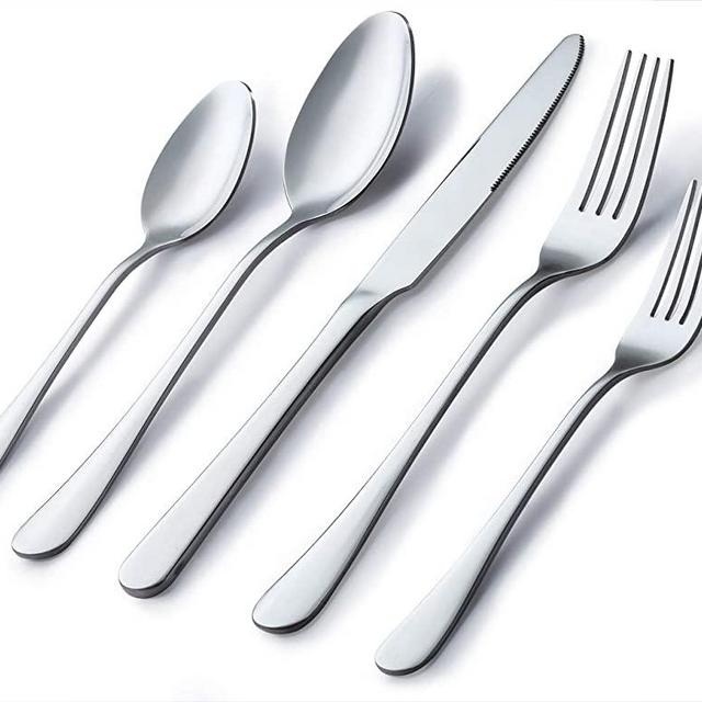 Silverware Set, Briout Flatware Set service for 4, Stainless Steel Cutlery Set 20 Piece Include Upgraded Knife Spoon Fork, Mirror Polished, Dishwasher Safe