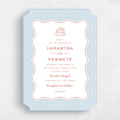 Blue Ticket Wedding Invitation - Sole Portrait