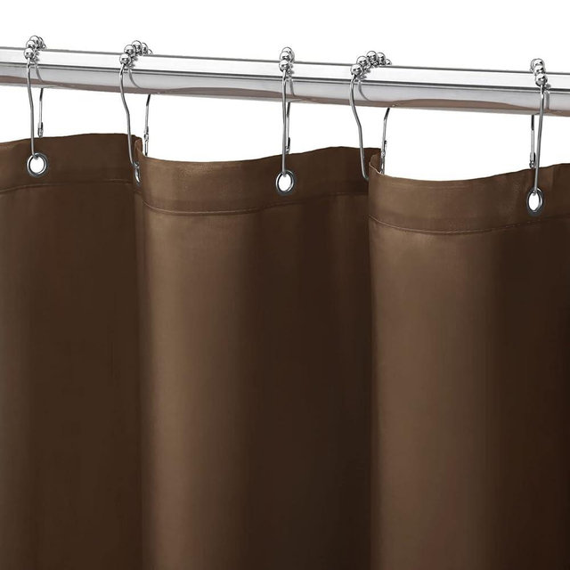 Gibelle Brown Fabric Shower Curtain or Liner, 72x72 Waterproof Shower Curtain Liner for Bathroom with Metal Grommets, Soft Cloth & Hotel Quality, Machine Washable