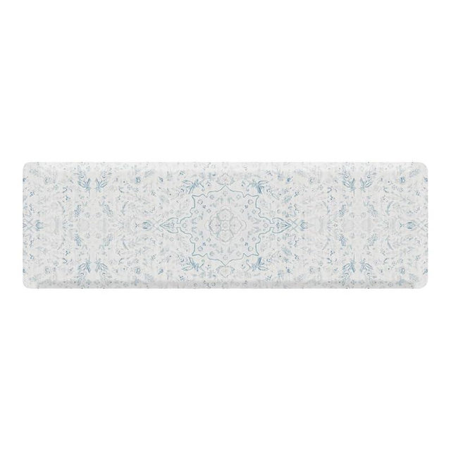 House of Noa Nama Standing Mat – Anti-Fatigue Kitchen Mats for Floor, Cushioned & Non-Slip Comfort Mat for Standing, Thick Foam Anti-Fatigue Mat for Kitchen & Workspaces, Emile Delft Blue 22" x 72"