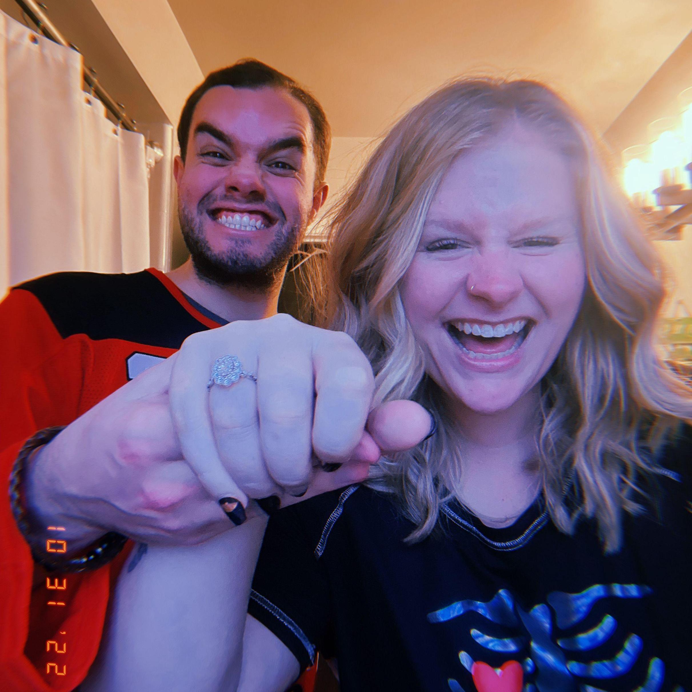 Moments after we got engaged in Royal Oak, MI (Halloween 2022)