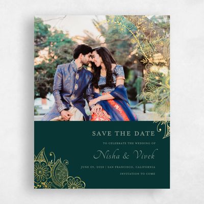 Dark Emerald, Green Wedding Save the Date - Sambac Photo Foil