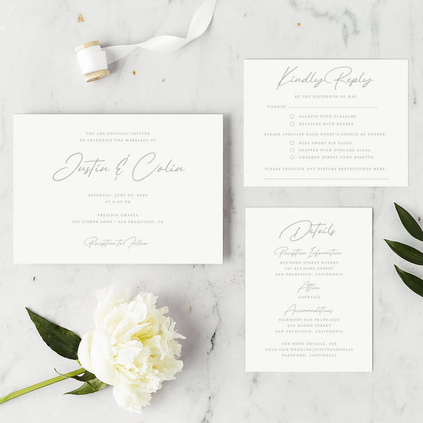 Burke Landscape Letterpress | Oatmeal | Zola Wedding Invitations