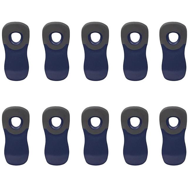 COOK With COLOR Set Of Ten Chip Bag Clips with Magnet, Rubber Bag Clip with Airtight Seal, Kitchen Storage Clips For Organizing and Sealing Needs (Blue)