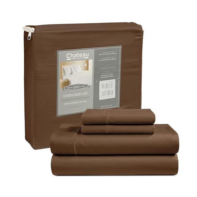 100% Cotton Sheets King Size Sheets Set, Deep Pocket King Sheet Set, 800 Thread Count 4-piece Sateen Weave Luxury Hotel Bedding, Long Staple Egyptian Cotton Fits upto 17"- Chocolate