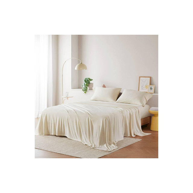Intelligent Design Queen Cotton Blend Jersey Knit All Season Sheet Set Cream