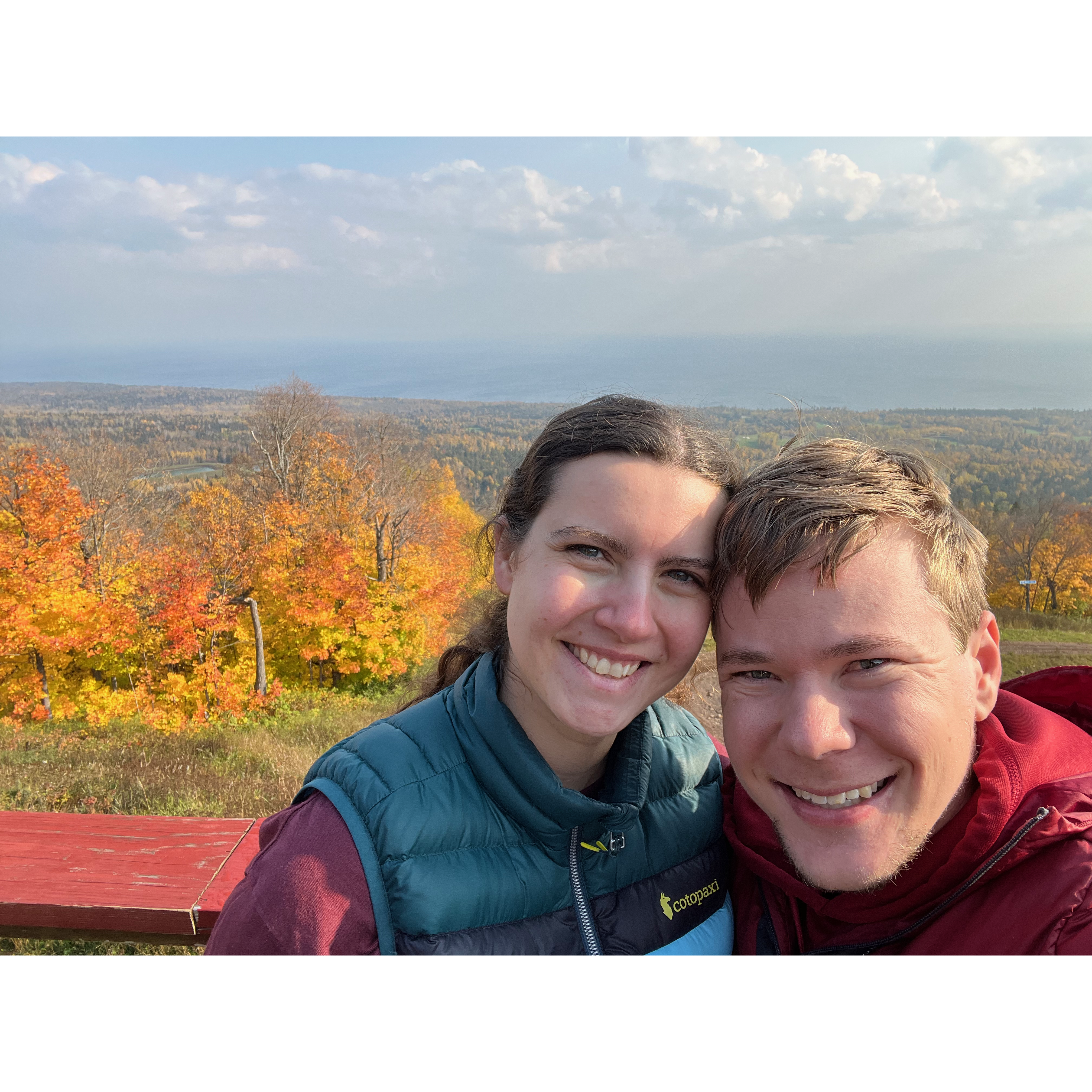 On top of one of the "mountains" at Lutsen along the North Shore with Lake Superior in the background and beautiful fall colors!