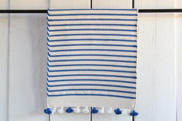 MOROCCAN BATH MAT | BLUE STRIPE
