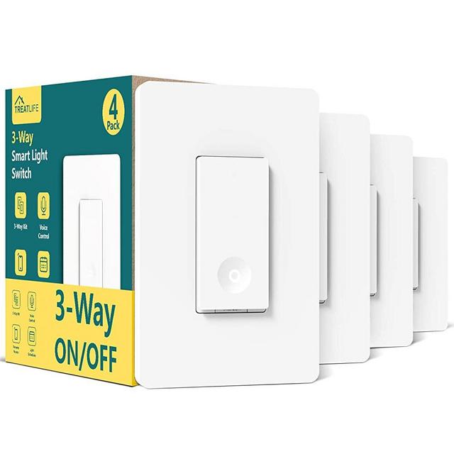 3 Way Smart Light Switch 4 Pack, Treatlife 2.4GHz Wi-Fi Smart Switch Works with Alexa and Google Home, Neutral Wire Required, Remote Control, ETL Certified, No Hub Required