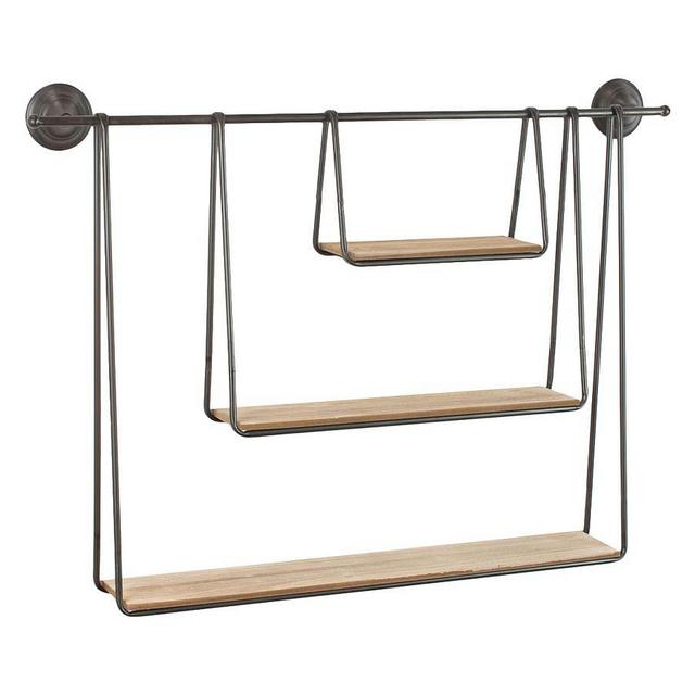 Triple Hanging Wood & Metal Shelves, 40" x 5" x 29"