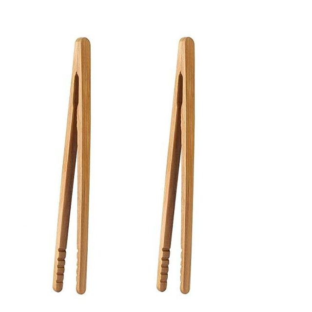I-MART Toaster Tongs, 7 Inches Bamboo Tongs for Cooking Toast Kitchen (2 Pcs)