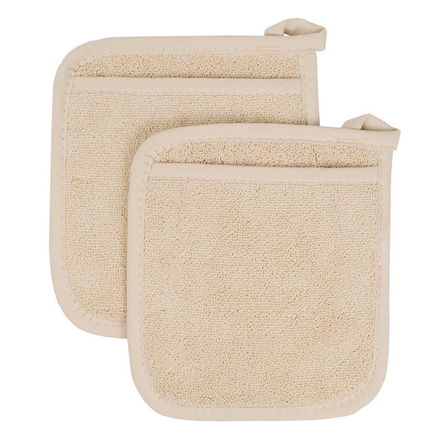 John Ritzenthaler Co. Terry Pocket Mitt Pot Holder, Set of Two, Latte