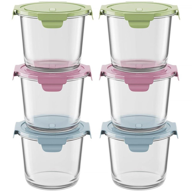 12 PCS Glass Meal Prep Containers with Lids, Airtight 3 Cup Glass Storage Containers Set, Heat-Resistant BPA-Free Glass Containers for Soup Leftover, Microwave, Dishwasher, and Freezer Safe (6 Packs)
