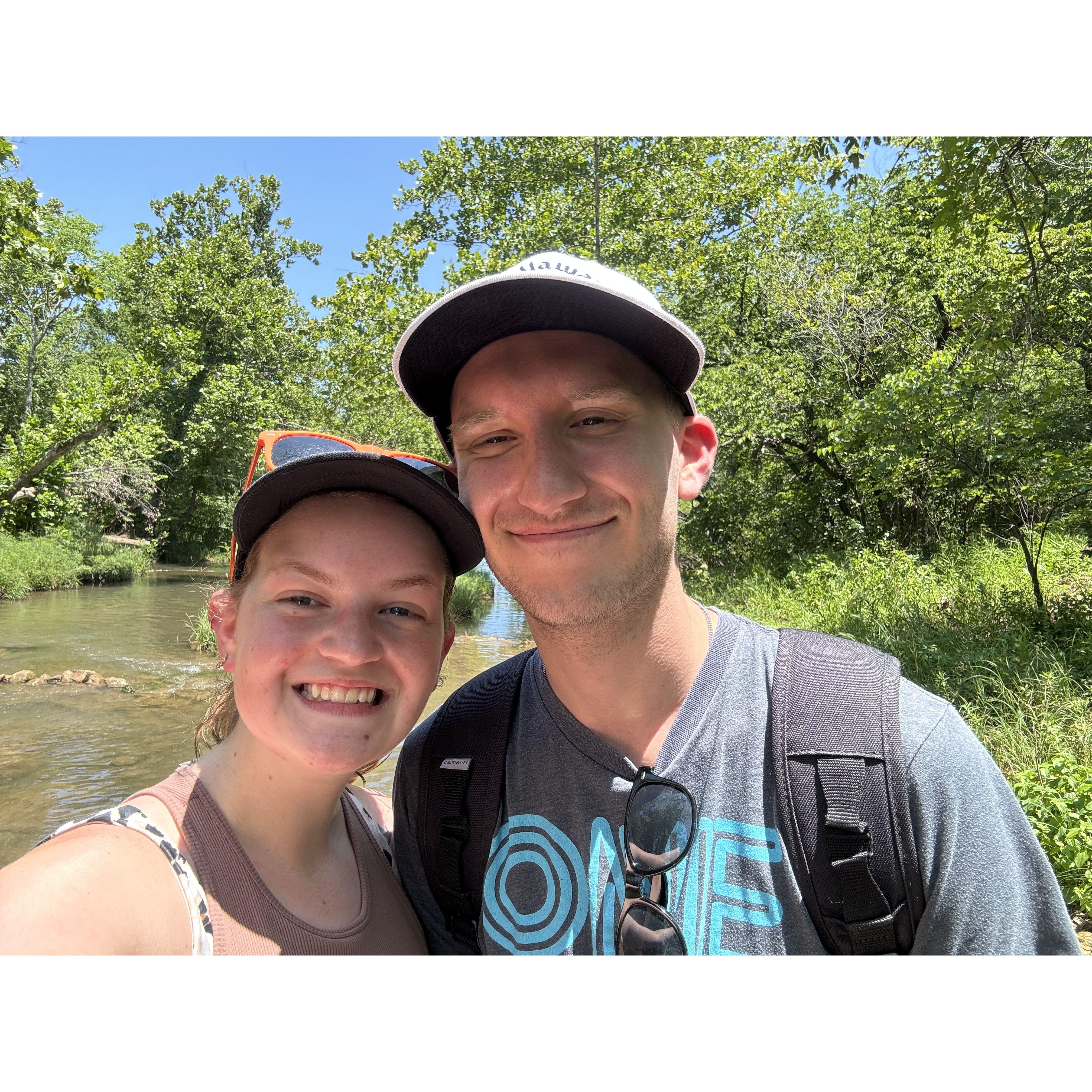 Our 2 year anniversary hiking at Turner Falls in Oklahoma.
