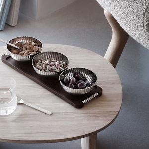 BERNADOTTE decorative tray with bowls in stainless steel and smoked oak