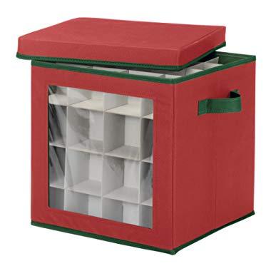 Whitmor Ornament Storage Cube - 64 Compartments -Red