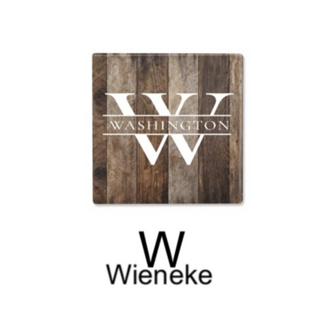 Wood Grain Personalized Ceramic Coasters- Set of 4