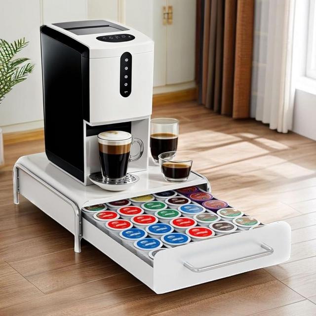 COMOCE K Cup Holder Drawer, Compatible with K-Cups, 30 Pods Capacity, K Pod Drawer Organizer for Countertop, Coffee Machine Base. (White)
