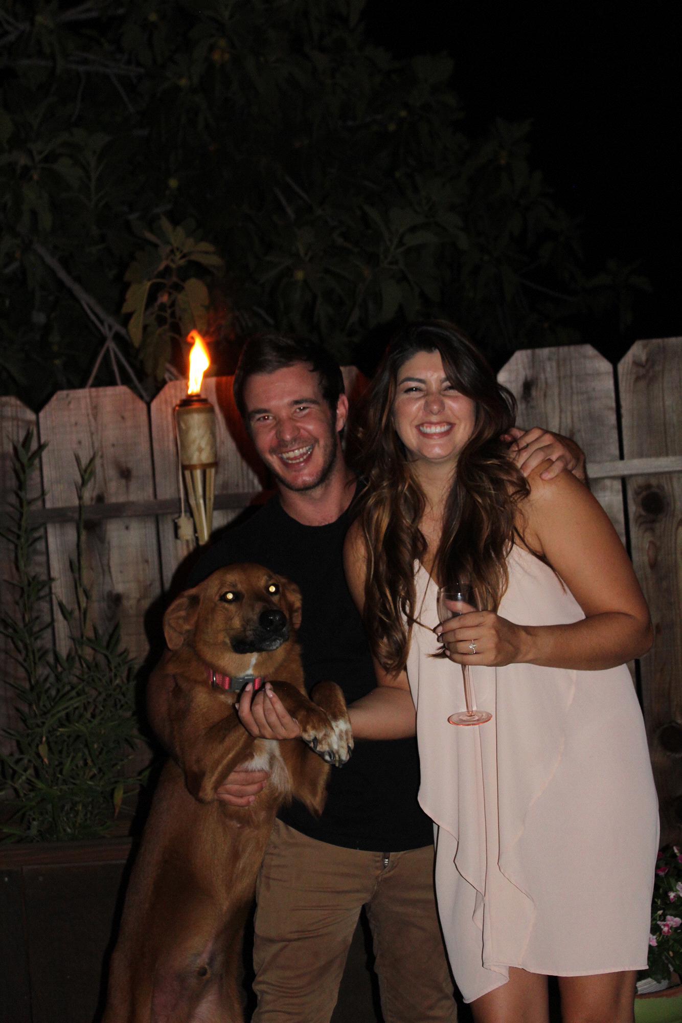 Our engagement party and Ollie, August 2019