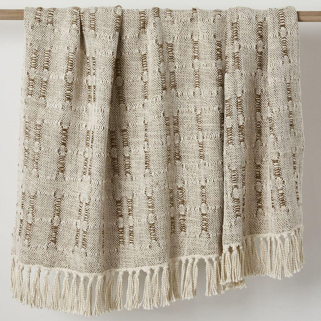 Grid Woven Throw, 50X60, Alabaster