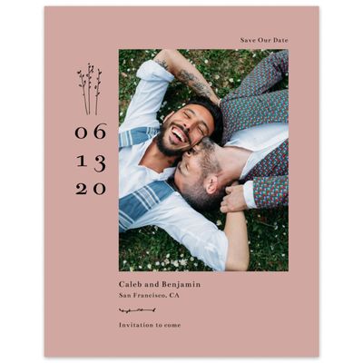 Mauve, Pink Wedding Digital Save the Date - Rue Portrait