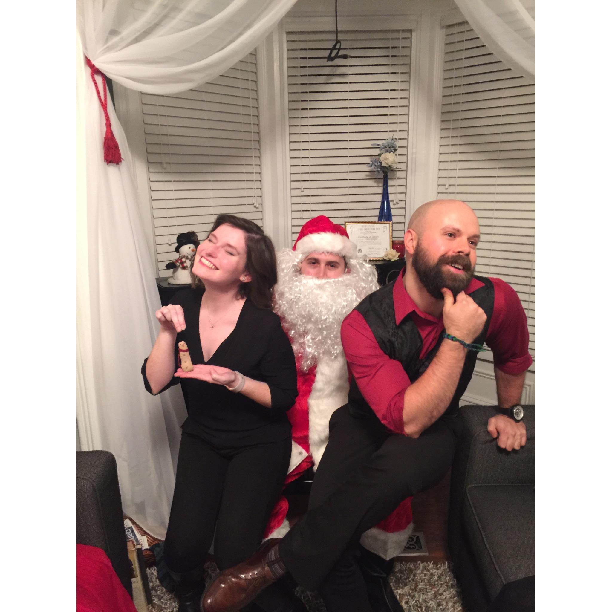 First Christmas together with Santa Mitch and our prized Christmas ornament, December 2015.