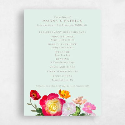 Mint, Green Wedding Program - Leora