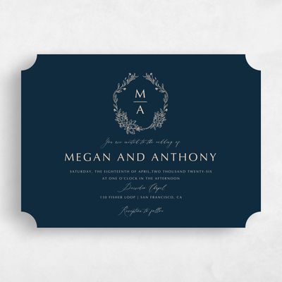 Blue Ticket Wedding Invitation - Pasqual Landscape
