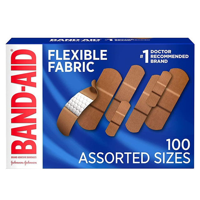 Band Aid Brand Flexible Fabric Adhesive Bandages for Wound Care & First Aid, Assorted Sizes, 100 Ct, Beige