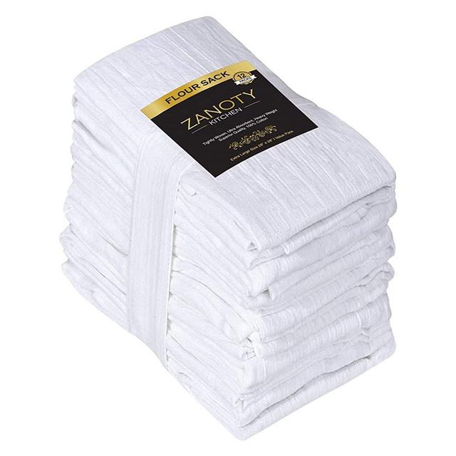 ZANOTY Kitchen Highly Absorbent 100% Pure Cotton Kitchen Flour Sack Towels, 28 x 28 Inches, Value Pack of 12, Kitchen Towels, Washable Luxury Tea Towels, Linen Kitchen Towels for Multiple uses
