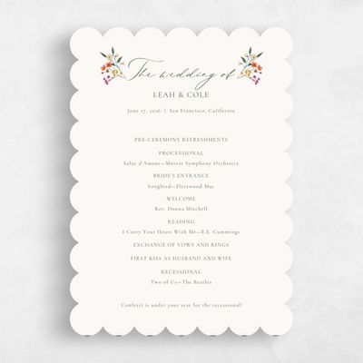Beige Scalloped Wedding Program - Agave