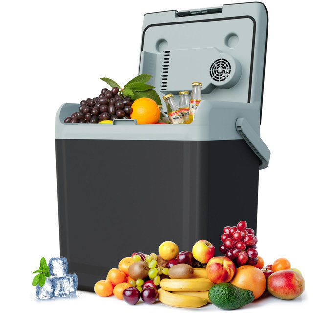Heynemo Electric Cooler & Warmer with Handle, 25QT Portable Thermoelectric Car Refrigerator, Dual Cooling & Heating 12V Mini Fridge with Wind-Cooling