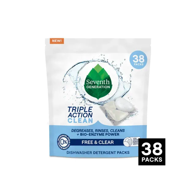 Seventh Generation Triple Action Clean Dishwasher Detergent Packets - 38ct