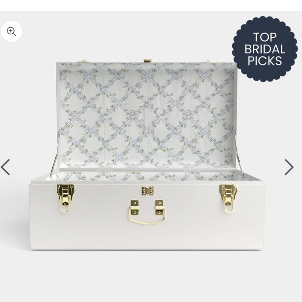 Grand Bridal Trunk in white with Timeless Trellis pattern
