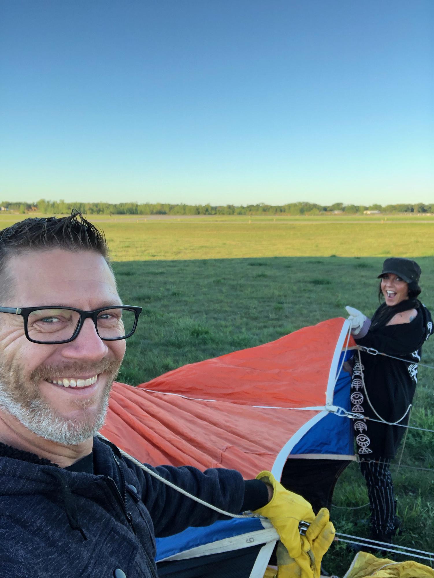 Hot air balloon set up! They got to do it all!