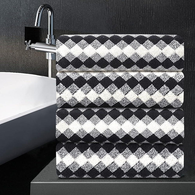 4 Piece Bath Towel Black Oversized Bath Sheet 35"x70" Bathroom Towel Extra Large Bath Towel Set Soft Highly Absorbent & Quick Dry Premium Bath Towel for Bathroom 600GSM Shower Towel Spa Gym Hotel