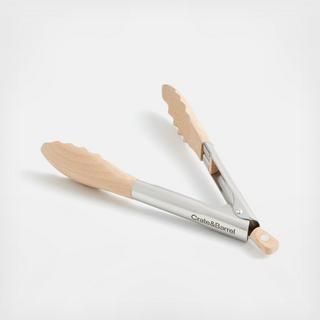 Beechwood and Stainless Steel Serving Tongs