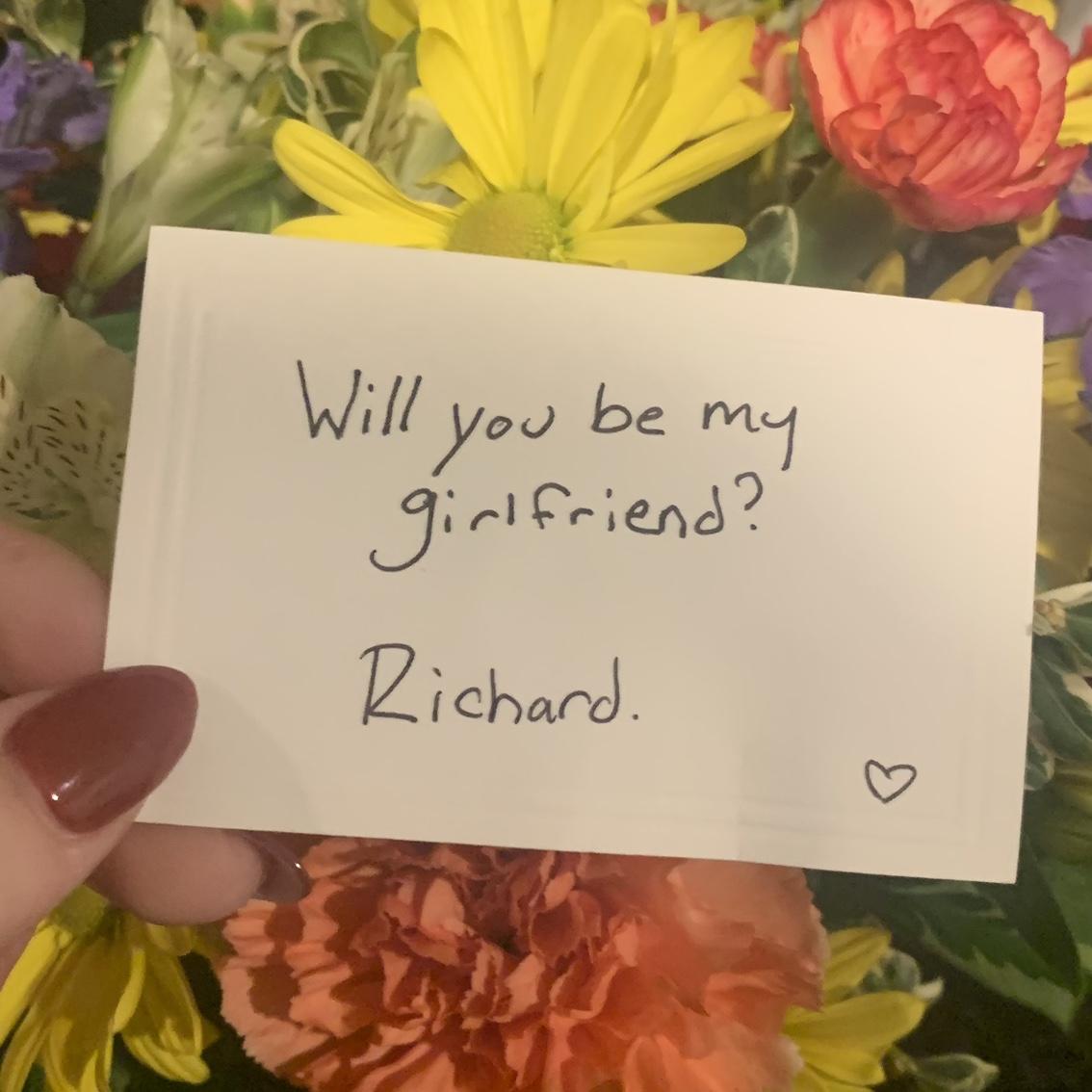 Our relationship started with him in Texas and me in Seattle, he asked me to be his girlfriend by shipping flowers and a note to my door.
