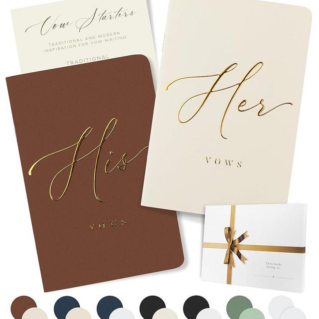 ARTESORI Ivory & Terracotta Wedding Vow Book for Her & Him, Soft-Touch, Gold-Foiled, 28 Lined Pages, Wedding Vow Books His and Hers, Wedding Essentials, Wedding Registry Ideas, His and Hers Gifts