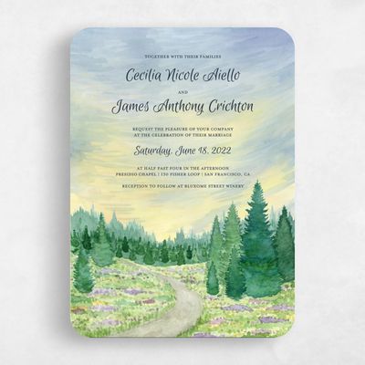 Yellow Rounded Wedding Invitation - Atchison Forest