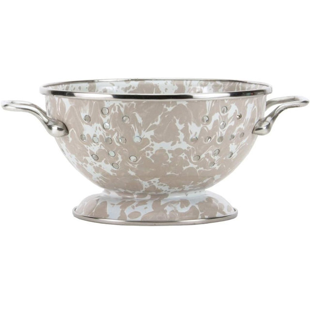 Golden Rabbit Enamelware - 1qt Petite Colander (Taupe Swirl)