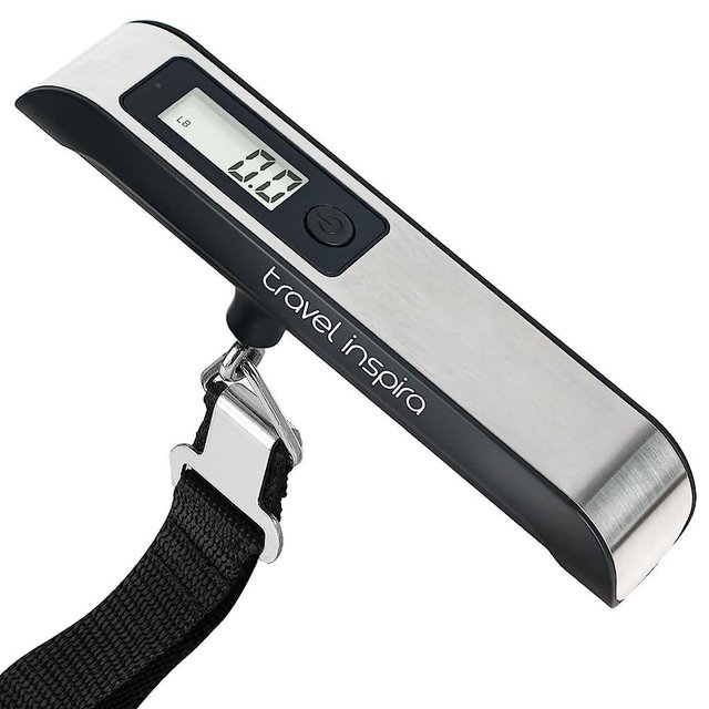 travel inspira Luggage Scale, Portable Digital Hanging Baggage Scale for Travel, Suitcase Weight Scale with Rubber Paint, 110 Pounds, Battery Included