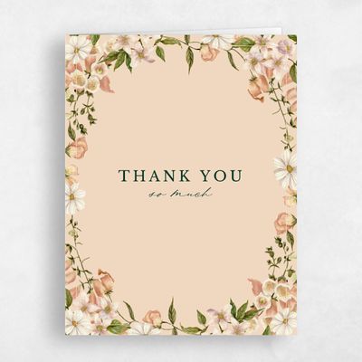 Beige Wedding Thank You - Foxglove Portrait