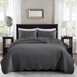 MOONLIGHT20015 Bedspreads Quilts Queen Size Bedding Set (90" x 96") - 2 Pillow Shams (20" x 26"+ 2") - All Season Lightweight Reversible 3 Pcs Microfiber Coverlet Embossed Quilt Bedspreads (Charcoal)